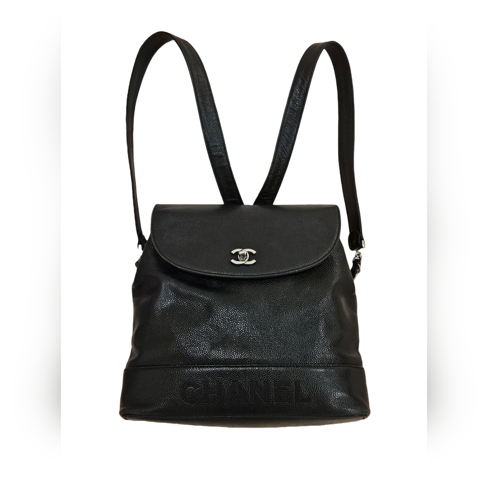 ❌️SOLD❌️⚜️Vintage ⚜️Chanel Black Caviar 'CC' Backpack - Picture 3 of 16